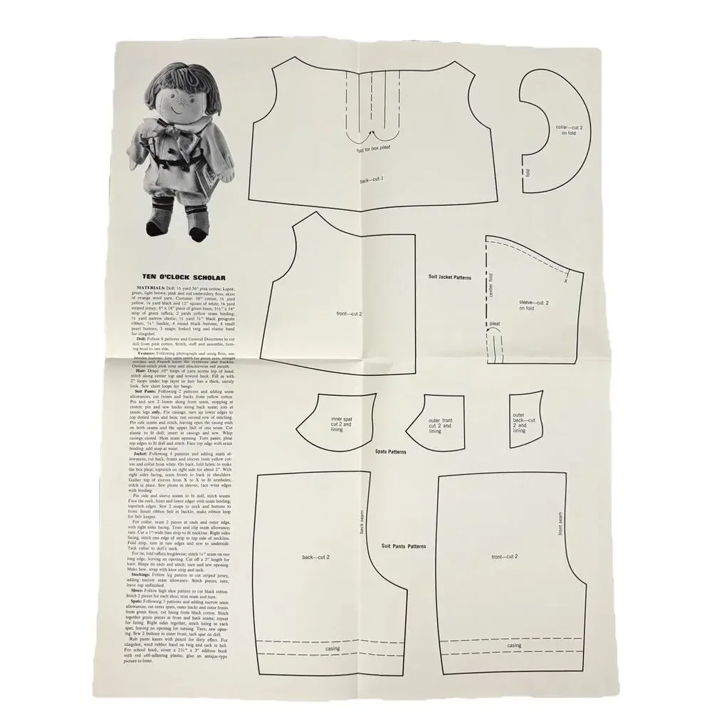 Woman's Day Mother Goose Dolls Sewing Pattern 6 Plush Cloth Doll VTG 1968